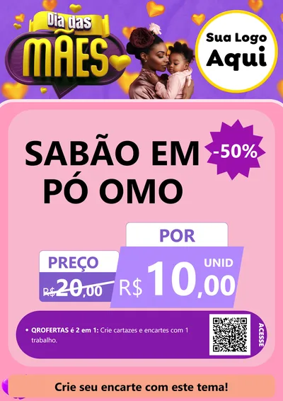 Modelo de Cartaz para Cartaz A4 Vertical com o tema Dia das Mães para Produtos de Limpeza