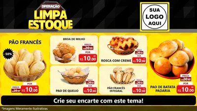 Modelo de TV para TV Horizontal com o tema Operação Limpa Estoque para Padaria