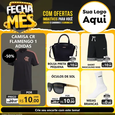 Modelo de Rede Social para Feed Facebook com o tema Fecha Mês para Roupas e acessórios