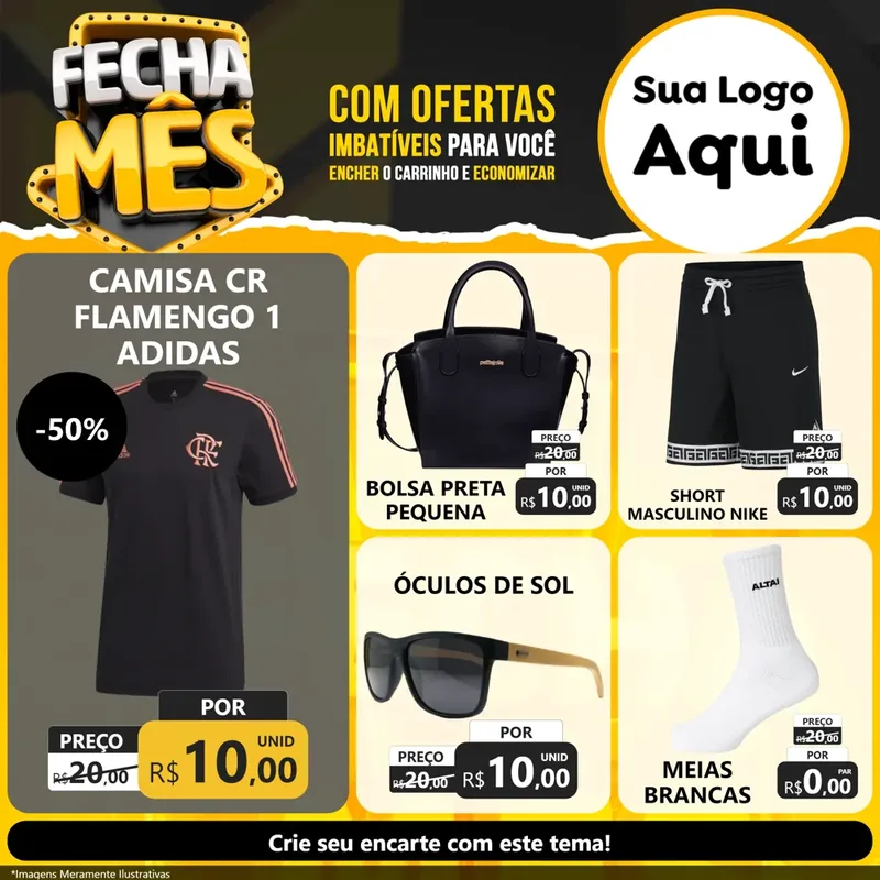 Modelo de Rede Social para Feed Facebook com o tema Fecha Mês para Roupas e acessórios