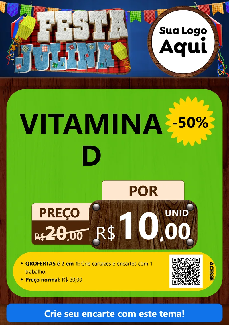 Modelo de Cartaz para Cartaz A4 Vertical com o tema Festa Julina para Farmácia