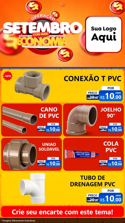 Modelo de TV para TV Vertical com o tema Operação Setembro Com Muita Economia para Tubos e conexões