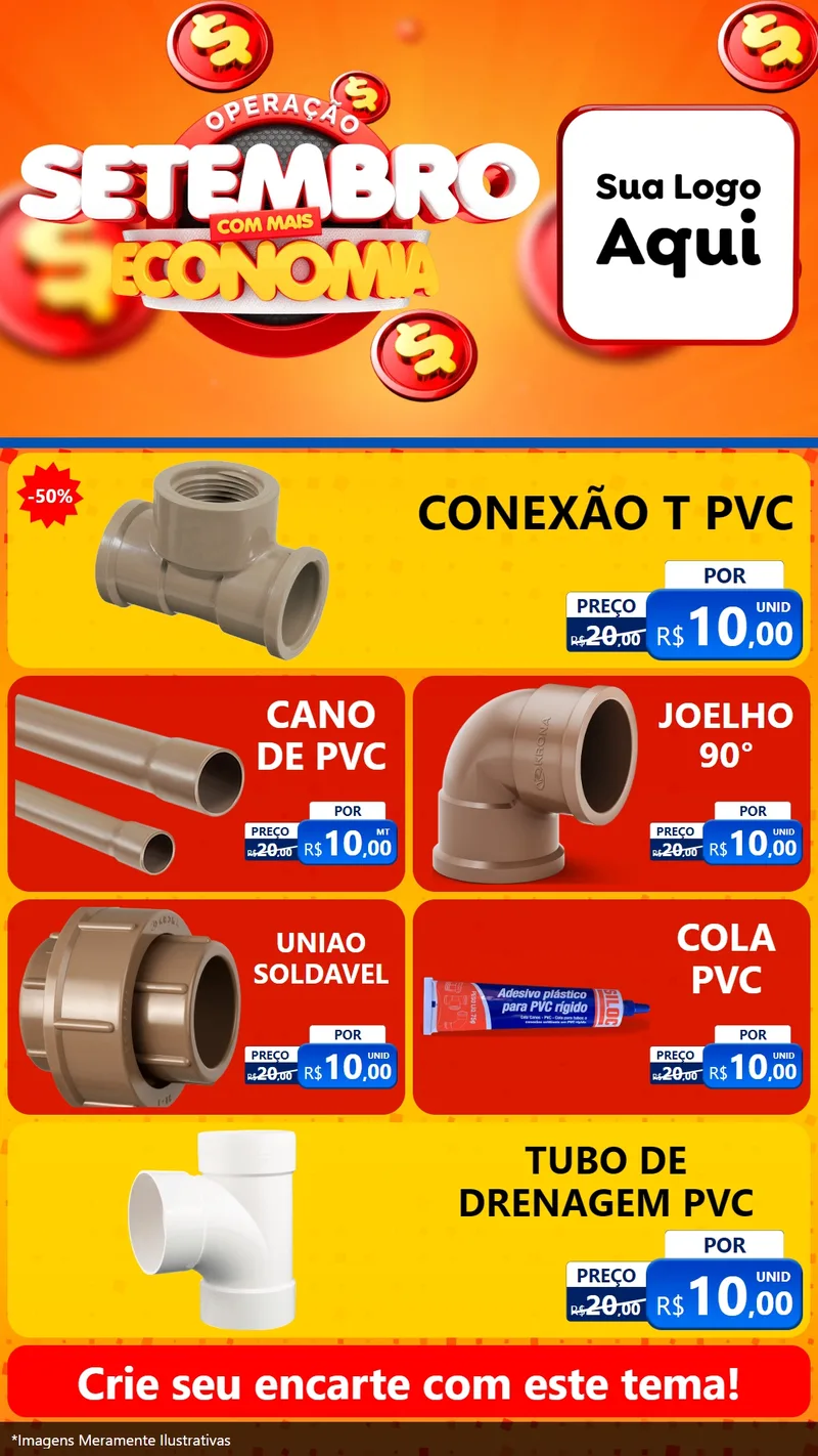 Modelo de TV para TV Vertical com o tema Operação Setembro Com Muita Economia para Tubos e conexões