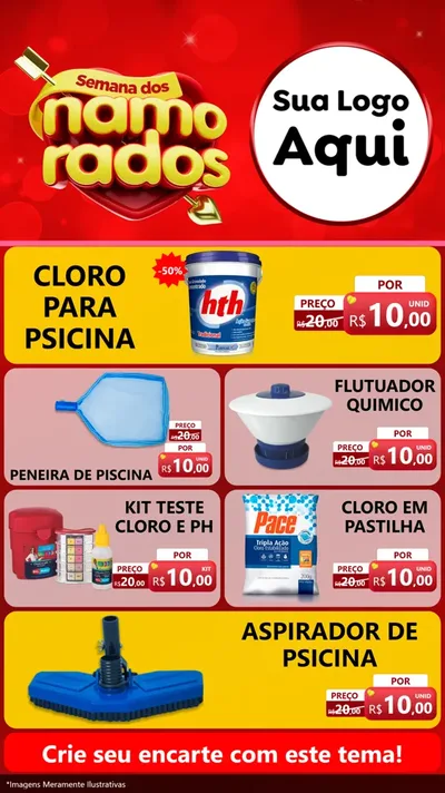Modelo de TV para TV Vertical com o tema Semana dos namorados para Produtos para Piscina