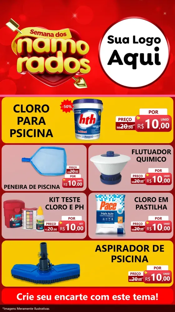 Modelo de TV para TV Vertical com o tema Semana dos namorados para Produtos para Piscina