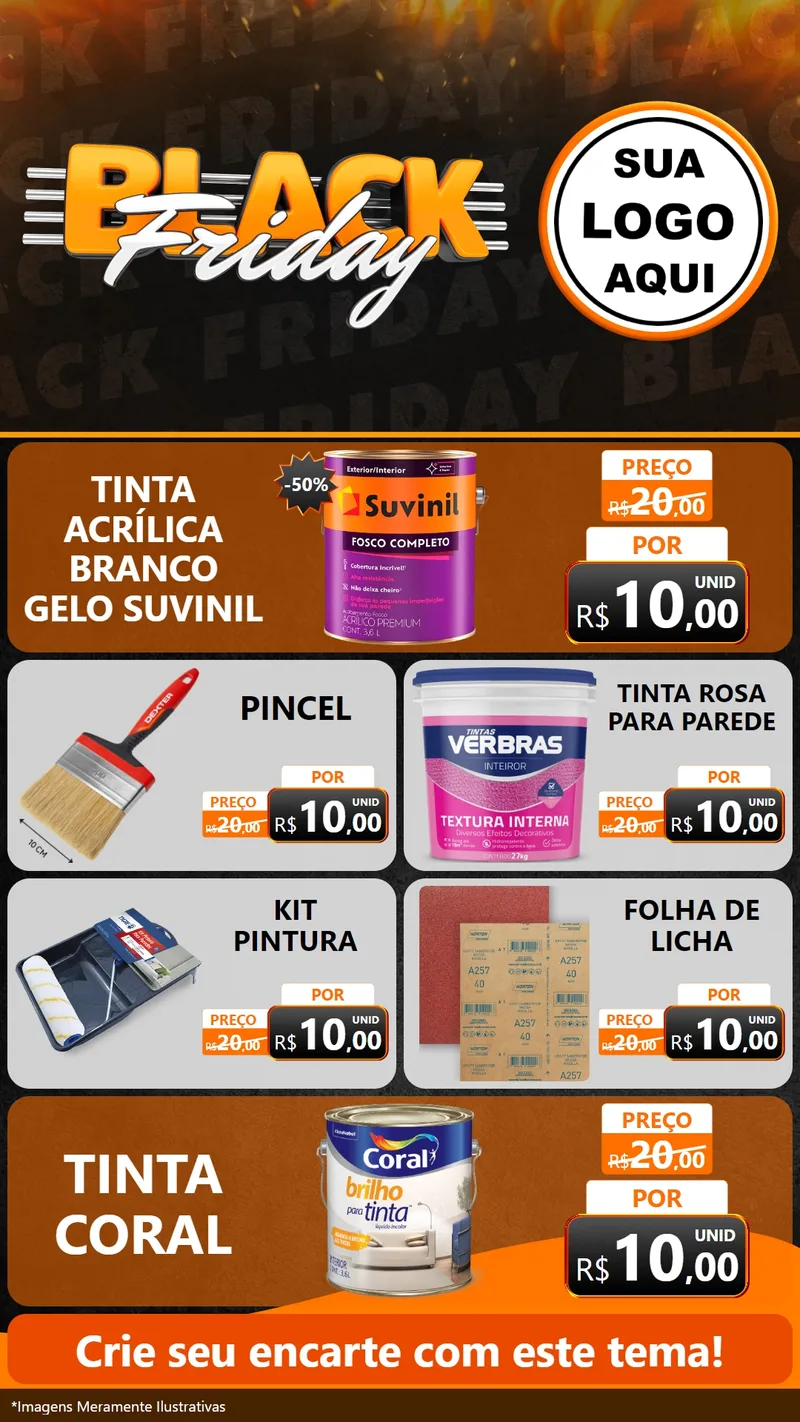 Modelo de TV para TV Vertical com o tema Black Friday para Tintas e Ferramentas