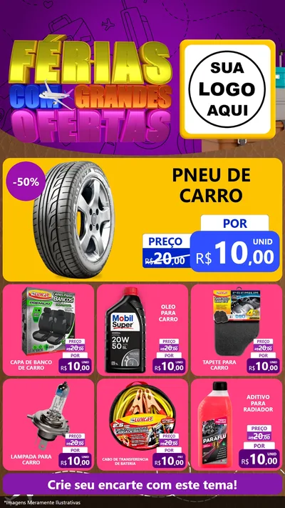 Modelo de Rede Social para Stories com o tema Férias com Grandes Ofertas para Auto peças
