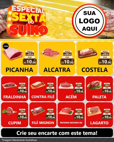 Modelo de Rede Social para Feed Instagram com o tema Especial Sexta do Suíno para Açougue