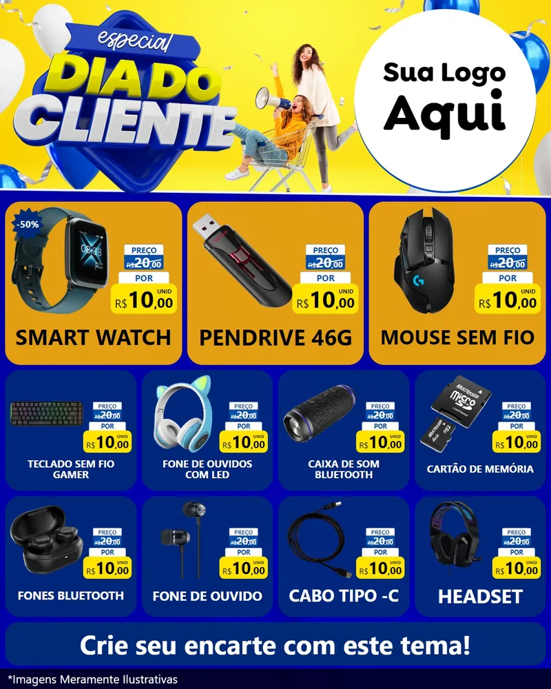 Modelo de Rede Social para Feed Instagram com o tema Especial Dia do Cliente para Informática