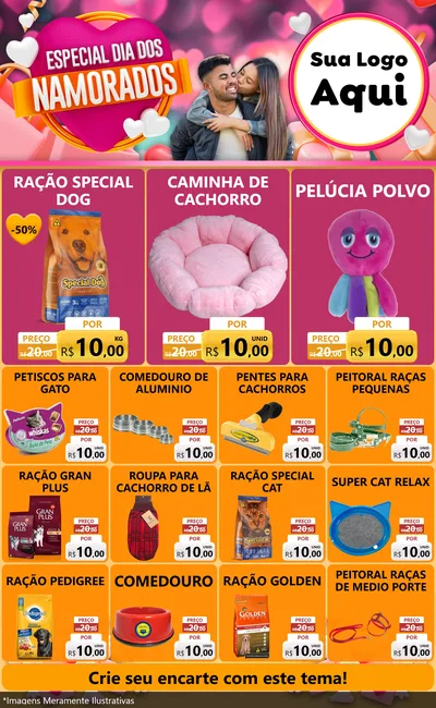 Modelo de Encarte para Encarte Grande com o tema Especial Dia dos Namorados para Pet Shop