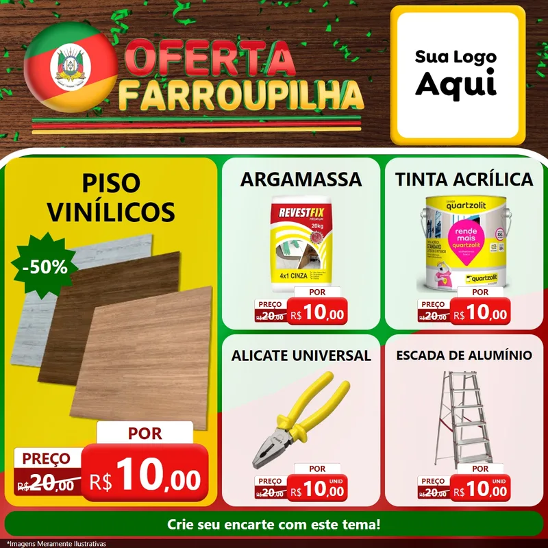 Modelo de Rede Social para Feed Facebook com o tema Oferta Farroupilha para Material para Construção