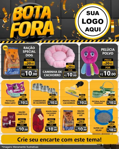 Modelo de Rede Social para Feed Instagram com o tema Bota Fora para Pet Shop