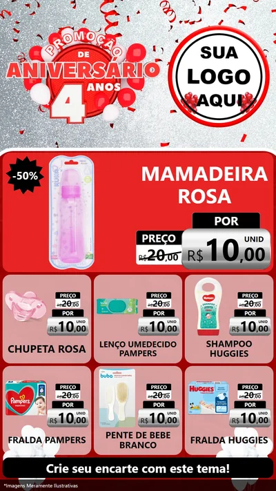 Modelo de Rede Social para Stories com o tema Promoção de Aniversário - 4 Anos para Bebês