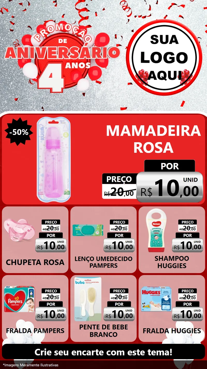 Modelo de Rede Social para Stories com o tema Promoção de Aniversário - 4 Anos para Bebês
