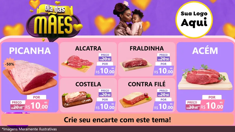 Modelo de TV para TV Horizontal com o tema Dia das Mães para Açougue