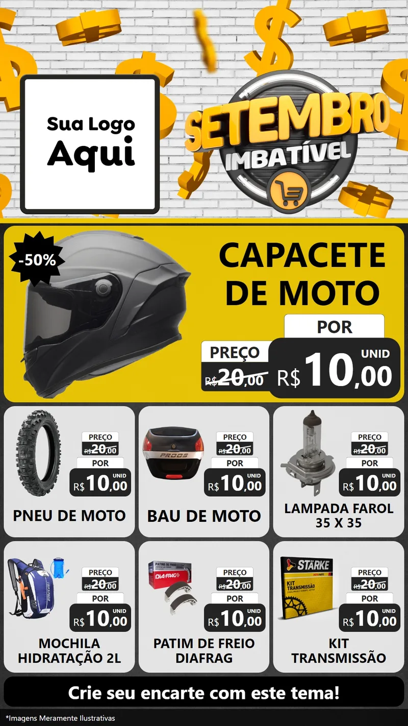 Modelo de Rede Social para Stories com o tema Setembro Imbatível para Moto peças