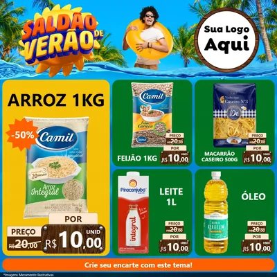 Modelo de Rede Social para Feed Facebook com o tema Saldão de Verão para Supermercado