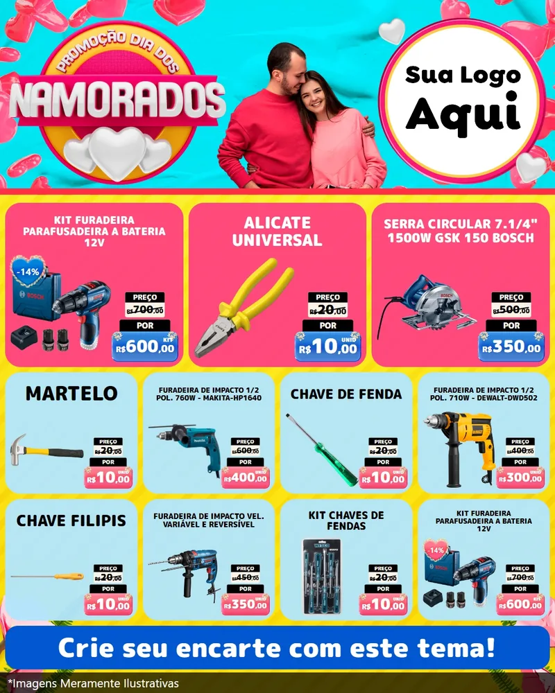 Modelo de Rede Social para Feed Instagram com o tema Promoção Dia dos Namorados para Maquinas e Ferramentas