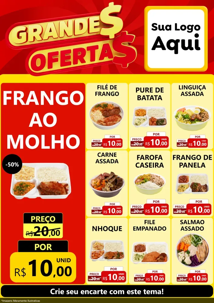 Modelo de Encarte para Encarte A4 Vertical com o tema Grandes Ofertas para Restaurante