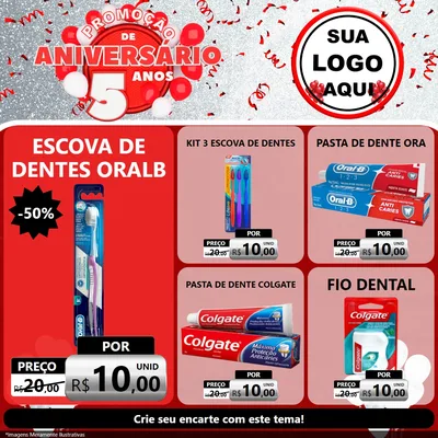 Modelo de Rede Social para Feed Facebook com o tema Promoção de Aniversário - 5 Anos para Higiene Pessoal