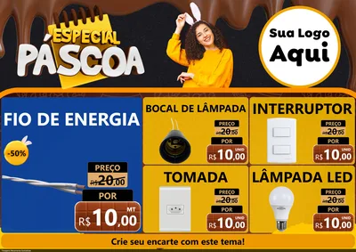 Modelo de Encarte para Encarte A4 Horizontal com o tema Especial Páscoa para Materiais Elétricos