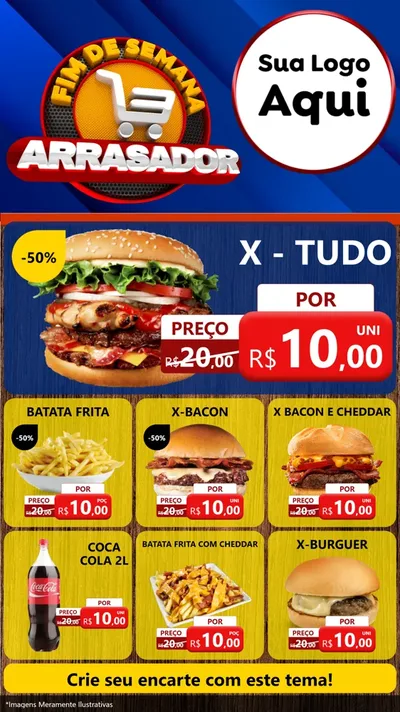 Modelo de Rede Social para Stories com o tema Fim De Semana Arrasador para Hamburgueria