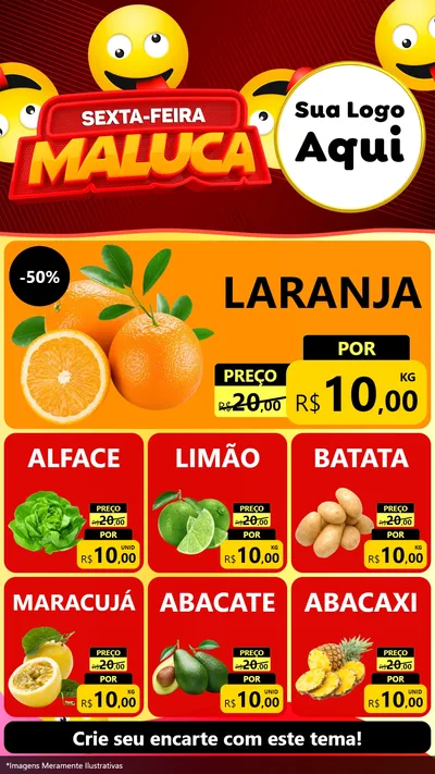 Modelo de Rede Social para Stories com o tema Sexta-feira Maluca para Hortifrúti