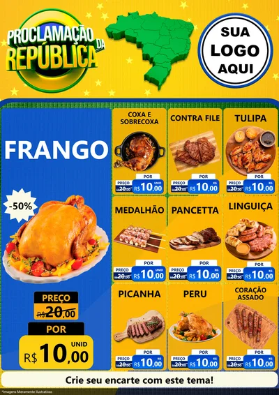 Modelo de Encarte para Encarte A4 Vertical com o tema Proclamação da República para Assados