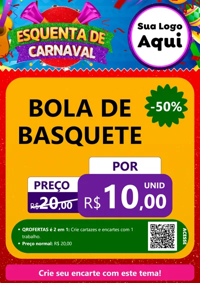 Modelo de Cartaz para Cartaz A4 Vertical com o tema Esquenta de Carnaval para Artigos Esportivos