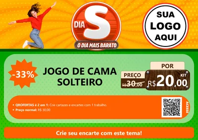 Modelo de Cartaz para Cartaz A4 Horizontal com o tema Dia S - O Dia Mais Barato para Cama, Mesa e Banho