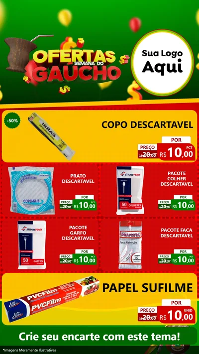 Modelo de TV para TV Vertical com o tema Ofertas Semana Do Gaúcho para Embalagens