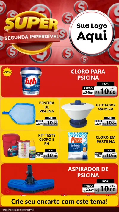 Modelo de TV para TV Vertical com o tema Super Segunda Imperdível para Produtos para Piscina