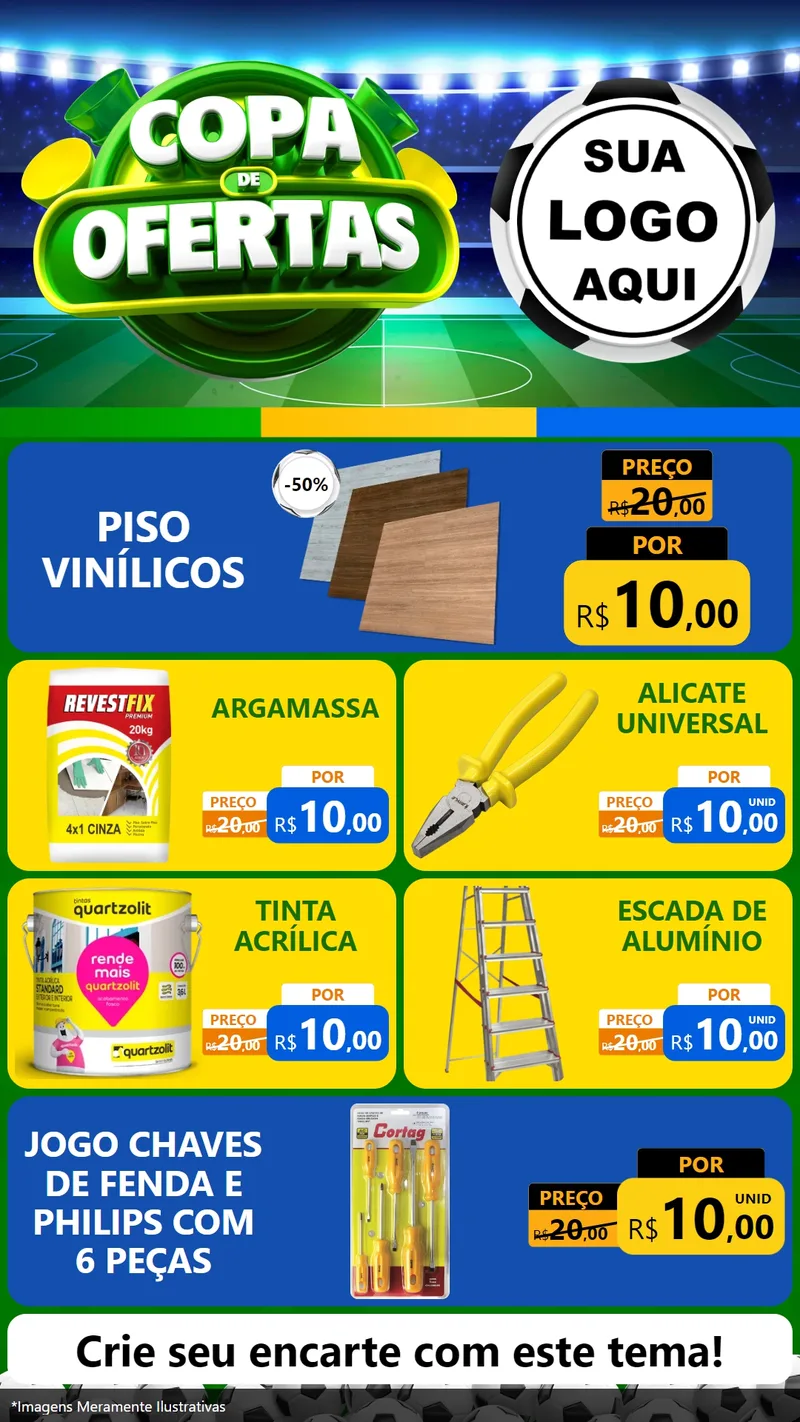 Modelo de TV para TV Vertical com o tema Copa de Ofertas para Material para Construção