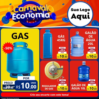 Modelo de Rede Social para Feed Facebook com o tema Carnaval da Economia para Água e gás