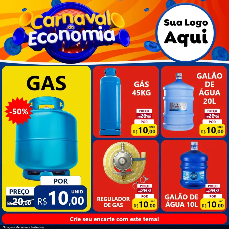Modelo de Rede Social para Feed Facebook com o tema Carnaval da Economia para Água e gás