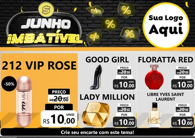 Modelo de Encarte para Encarte A4 Horizontal com o tema Junho Imbatível para Perfumes