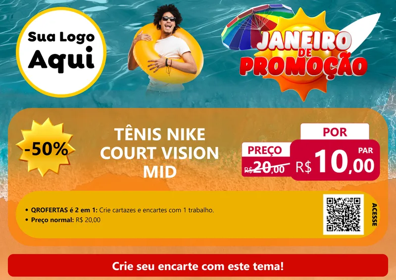 Modelo de Cartaz para Cartaz A4 Horizontal com o tema Janeiro de Promoção para Calçados
