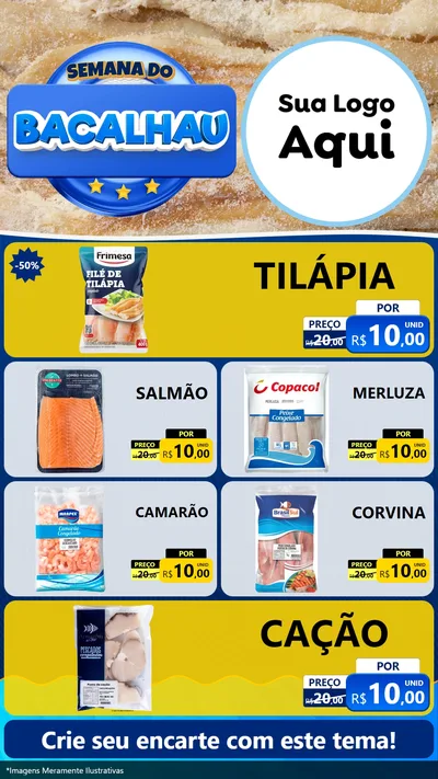 Modelo de TV para TV Vertical com o tema Semana do Bacalhau para Peixaria
