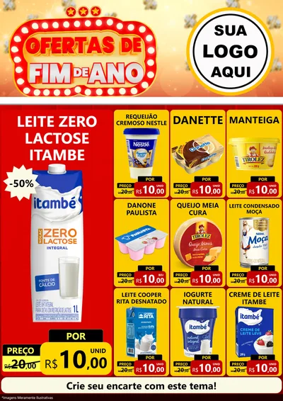Modelo de Encarte para Encarte A4 Vertical com o tema Ofertas de Fim de Ano para Frios e Laticínios