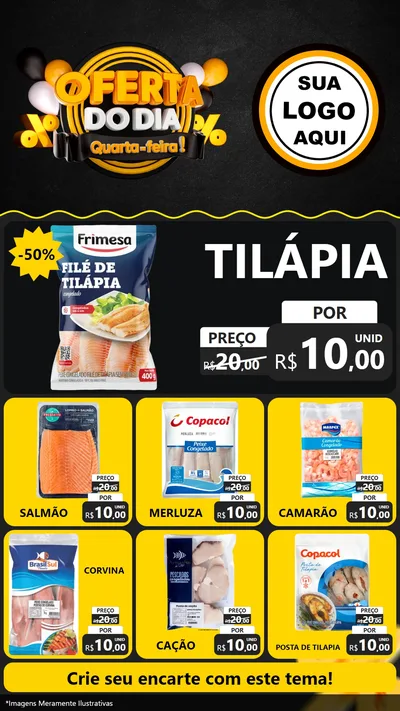 Modelo de Rede Social para Stories com o tema Oferta do Dia - Quarta Feira! para Peixaria