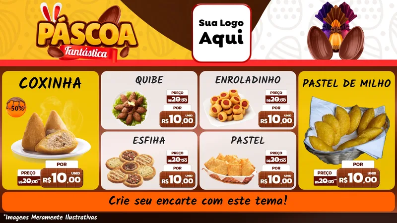 Modelo de TV para TV Horizontal com o tema Páscoa Fantástica para Salgadaria
