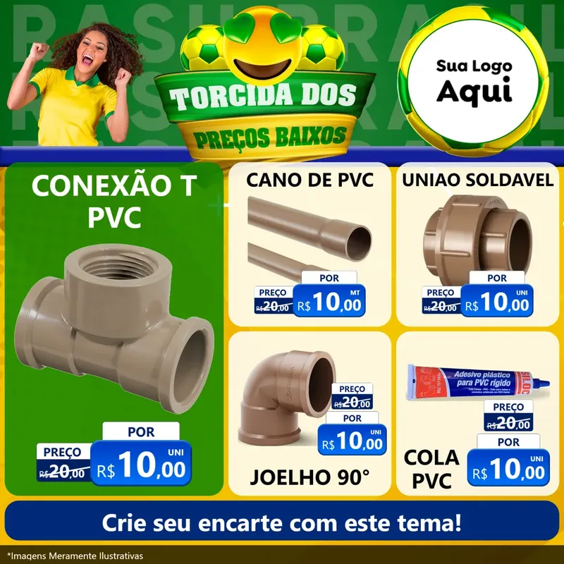 Modelo de Rede Social para Feed Facebook com o tema Torcida dos Preços Baixos - Copa para Tubos e conexões