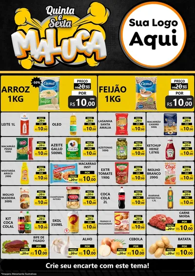 Modelo de Encarte para Encarte A4 Vertical com o tema Quinta e Sexta Maluca para Supermercado