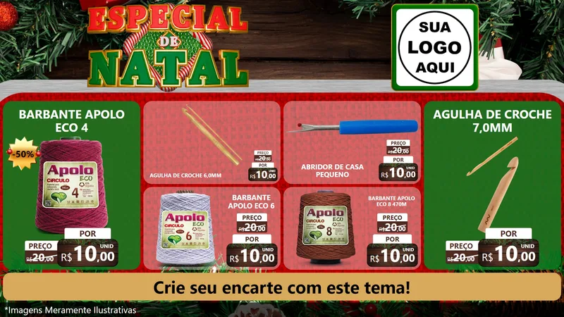 Modelo de TV para TV Horizontal com o tema Especial de Natal para Armarinho e Aviamentos