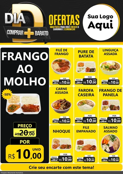 Modelo de Encarte para Encarte A4 Vertical com o tema Dia D Mais Economia para Restaurante