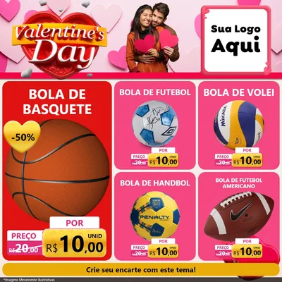 Modelo de Rede Social para Feed Facebook com o tema Valentine's Day para Artigos Esportivos