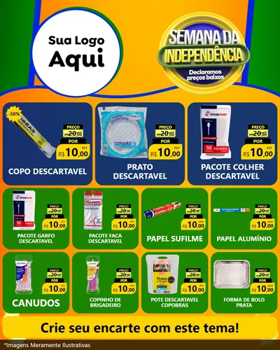 Modelo de Rede Social para Feed Instagram com o tema Semana da Independência Declaramos Preços Baixos para Embalagens