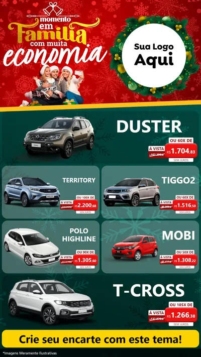 Modelo de TV para TV Vertical com o tema Momento em Família (Natal) para Concessionaria de Carros