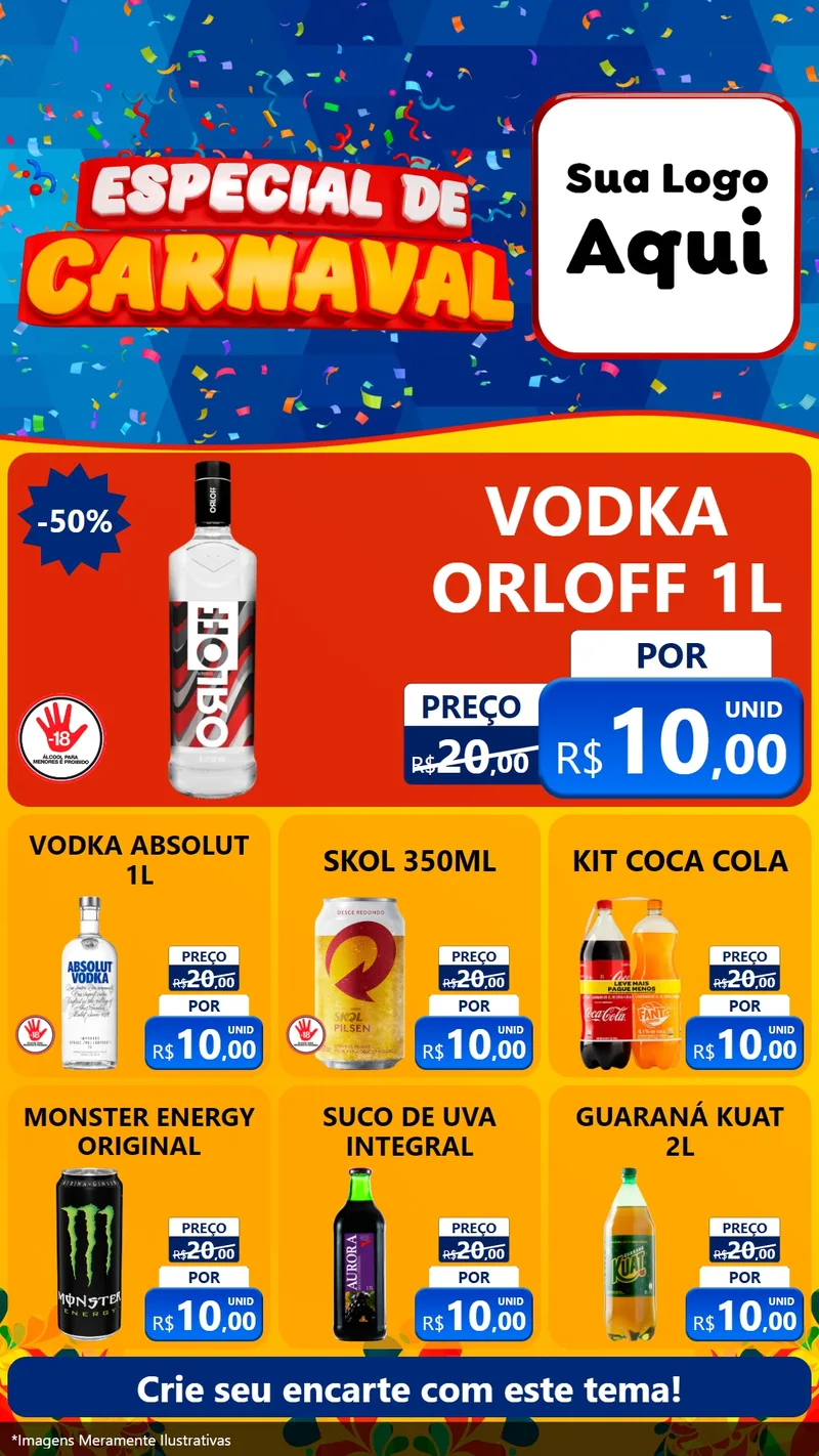 Modelo de Rede Social para Stories com o tema Especial de Carnaval para Distribuidora de bebidas