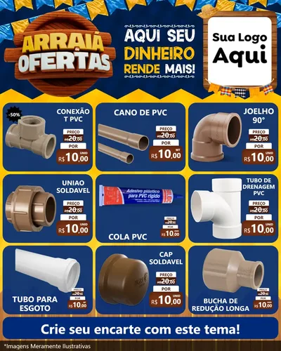 Modelo de Rede Social para Feed Instagram com o tema Arraiá de Ofertas - Junina para Tubos e conexões
